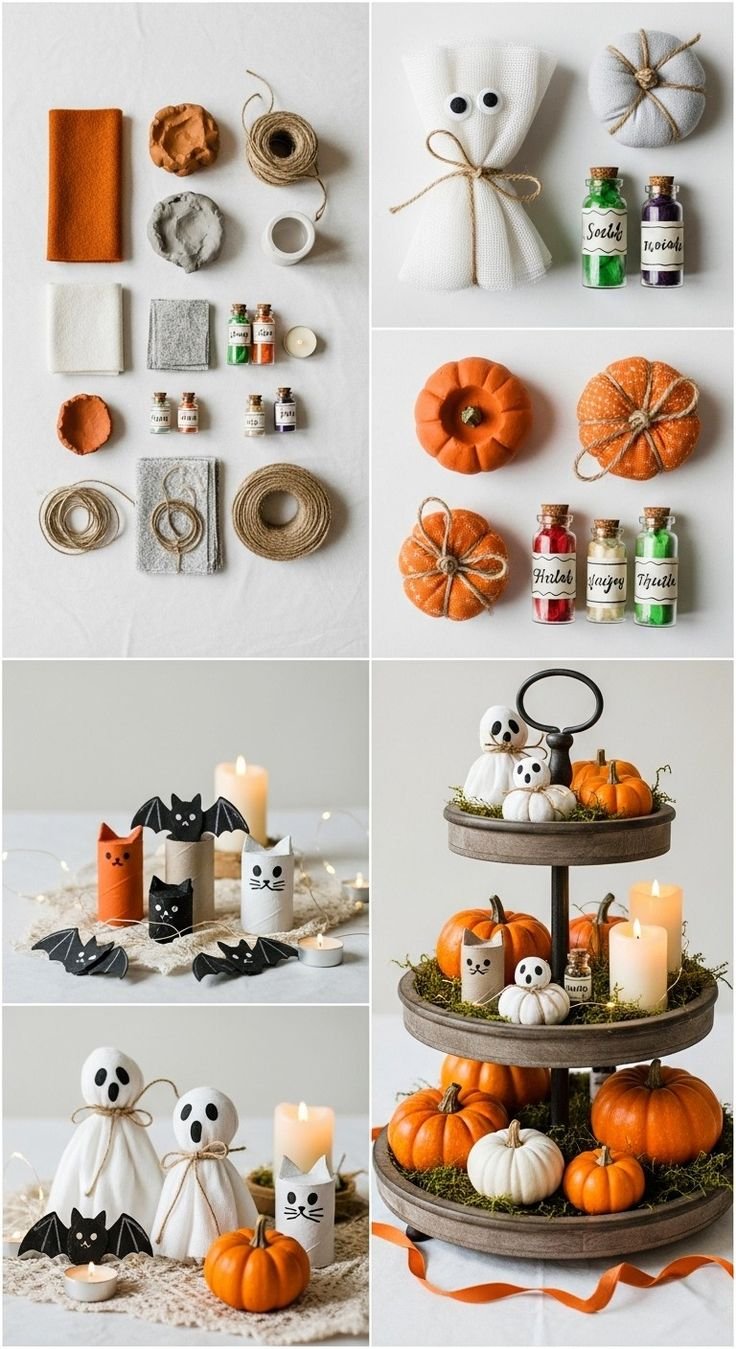 Faux moss and mini tombstones for eerie indoor halloween crafts