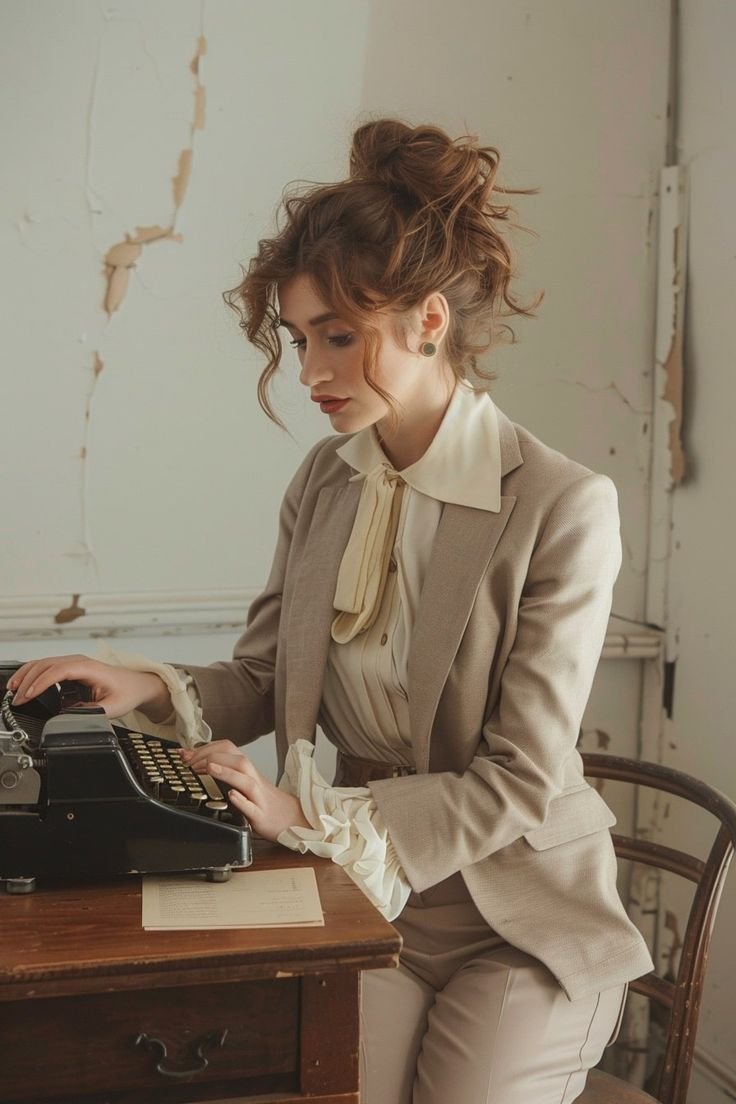 A palette of muted, earthy tones including browns, greens, and creams for poet core outfits.