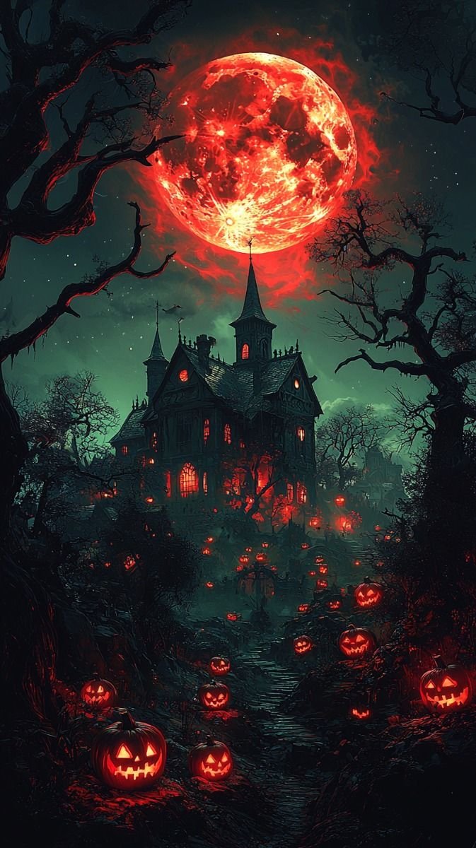 Spooky bare tree Halloween wallpaper against a dramatic twilight sky