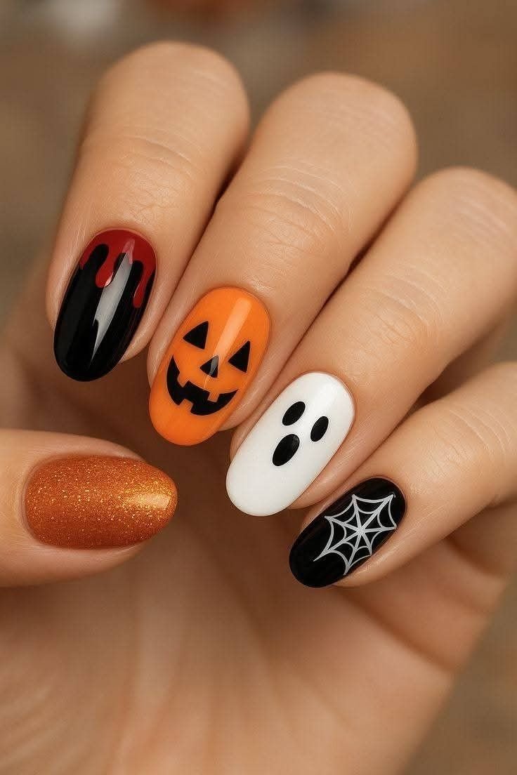 Creepy 3D eyeball Halloween nail designs
