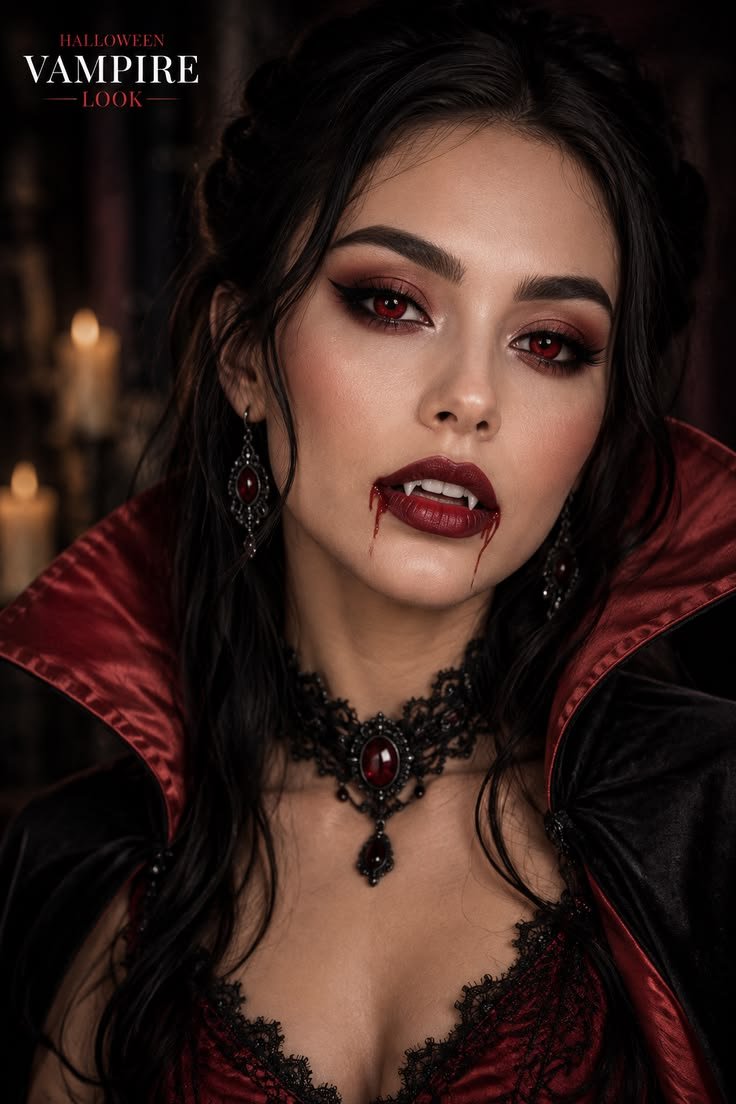 A figure with a long, flowing cloak in a shadowy setting, evoking the vampiric aesthetic.