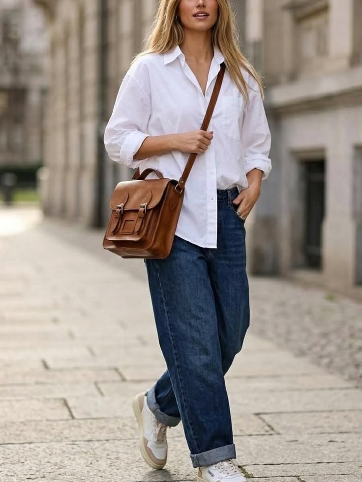 Elegant black satchel bag complements a sophisticated women