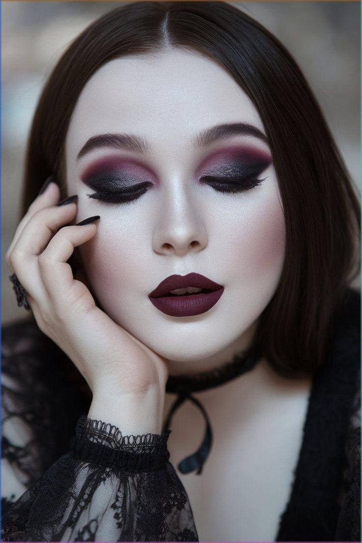 Woman with winged eyeliner and voluminous mascara completing her eye look