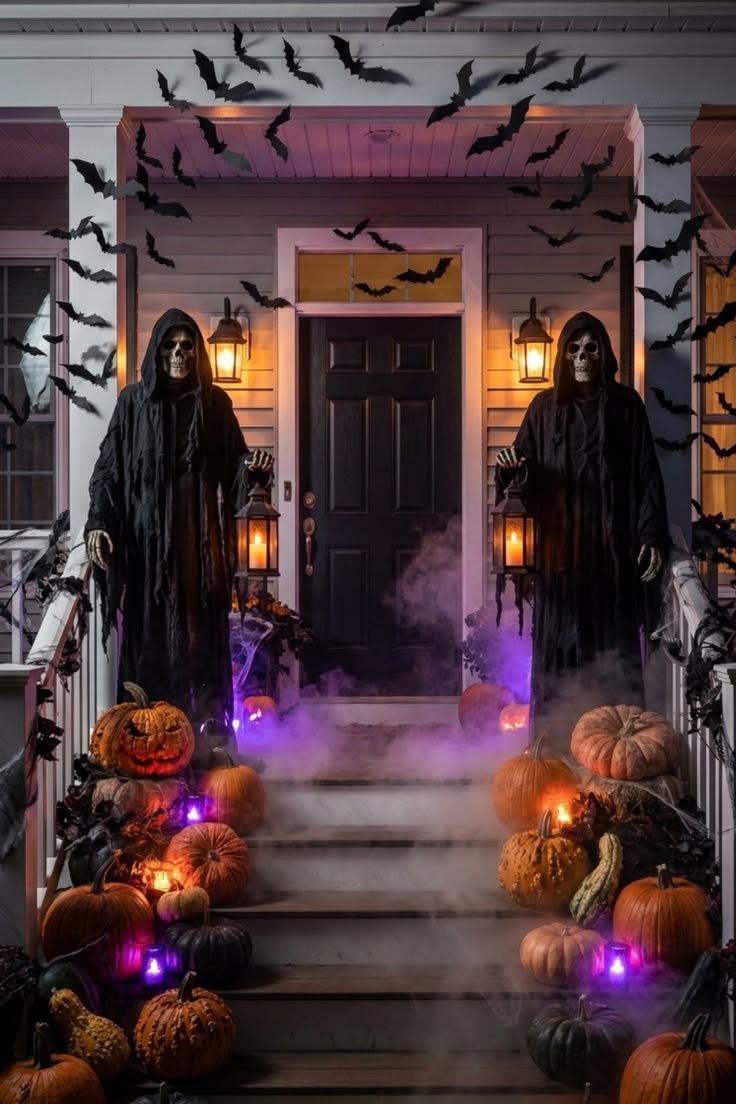 Illuminated hanging ghost lanterns for outdoor tree Halloween decor
