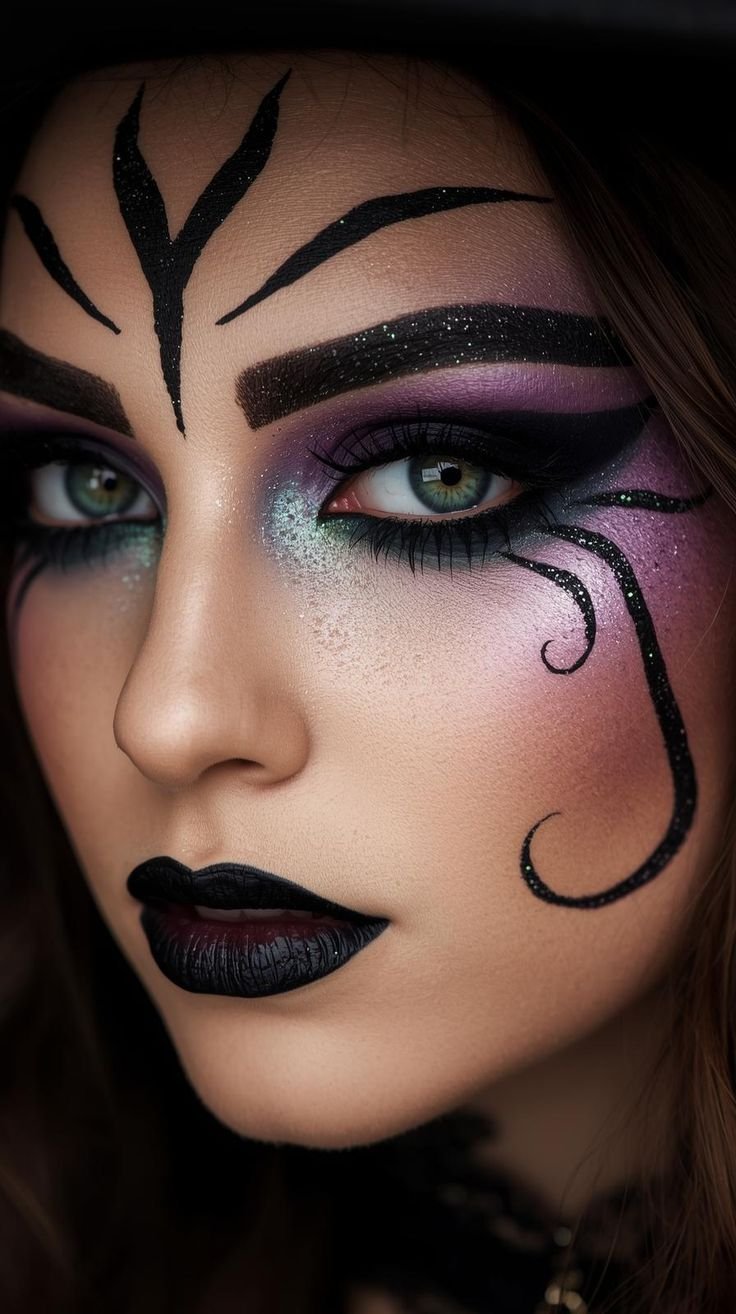 A simplified dark mermaid makeup look suitable for casual wear