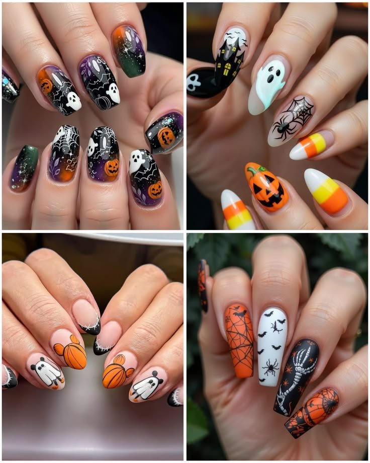 Toxic neon green slime Halloween nail designs