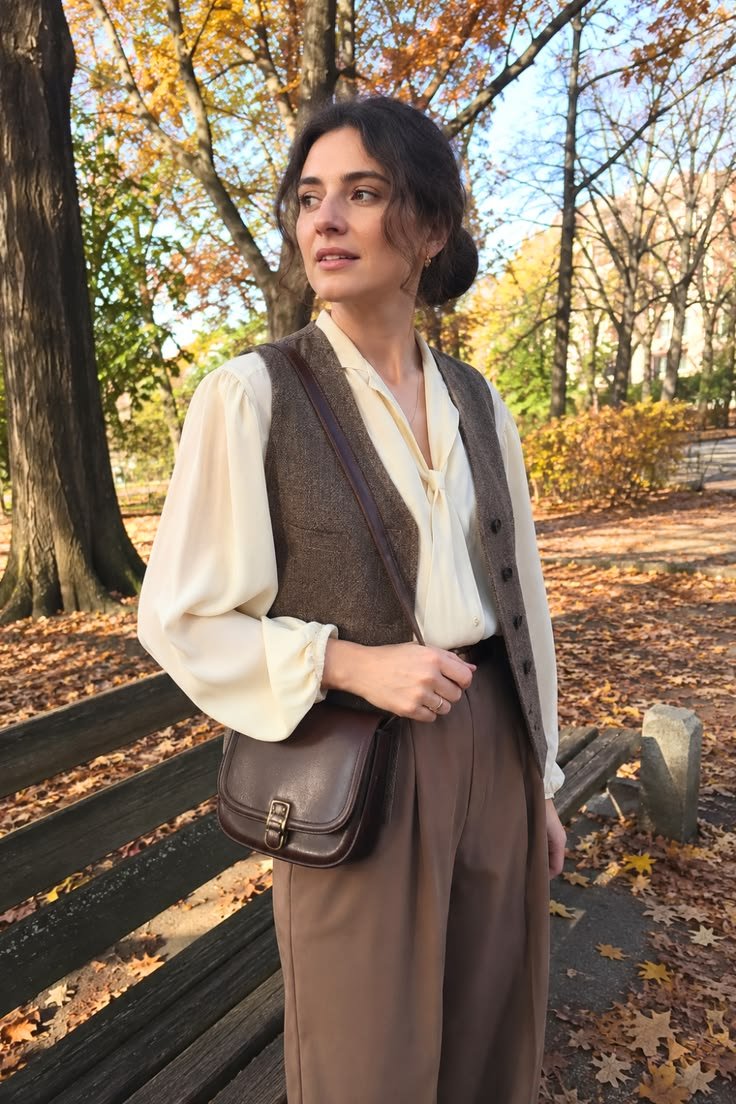 A collection of vintage clothing items like a lace blouse and a tailored jacket.