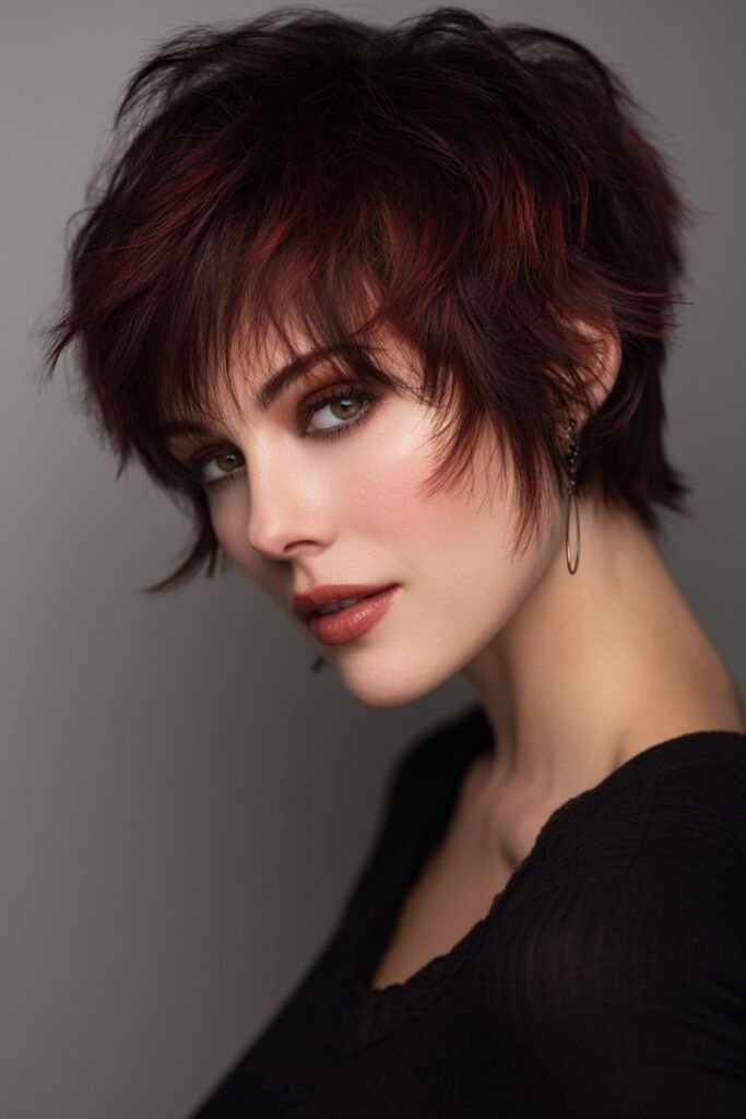 Hair styling products, including mousse and hairspray, used to enhance a voluminous vampire haircut.