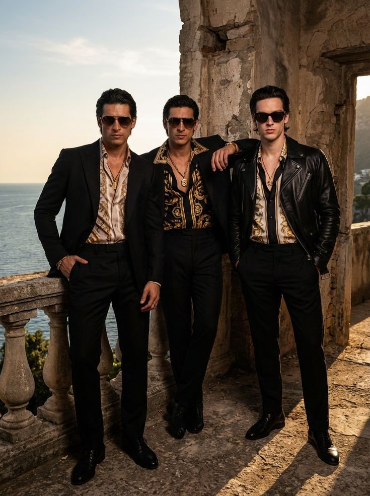 Modern interpretations of 80s luxury outfits, blending vintage elements with contemporary style.