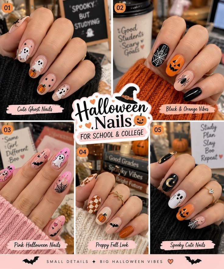 Frankenstein stitch Halloween nail designs