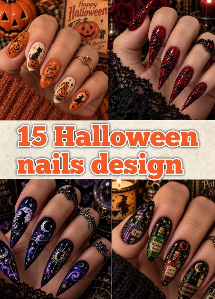 Candy corn ombre Halloween nail designs almond shape
