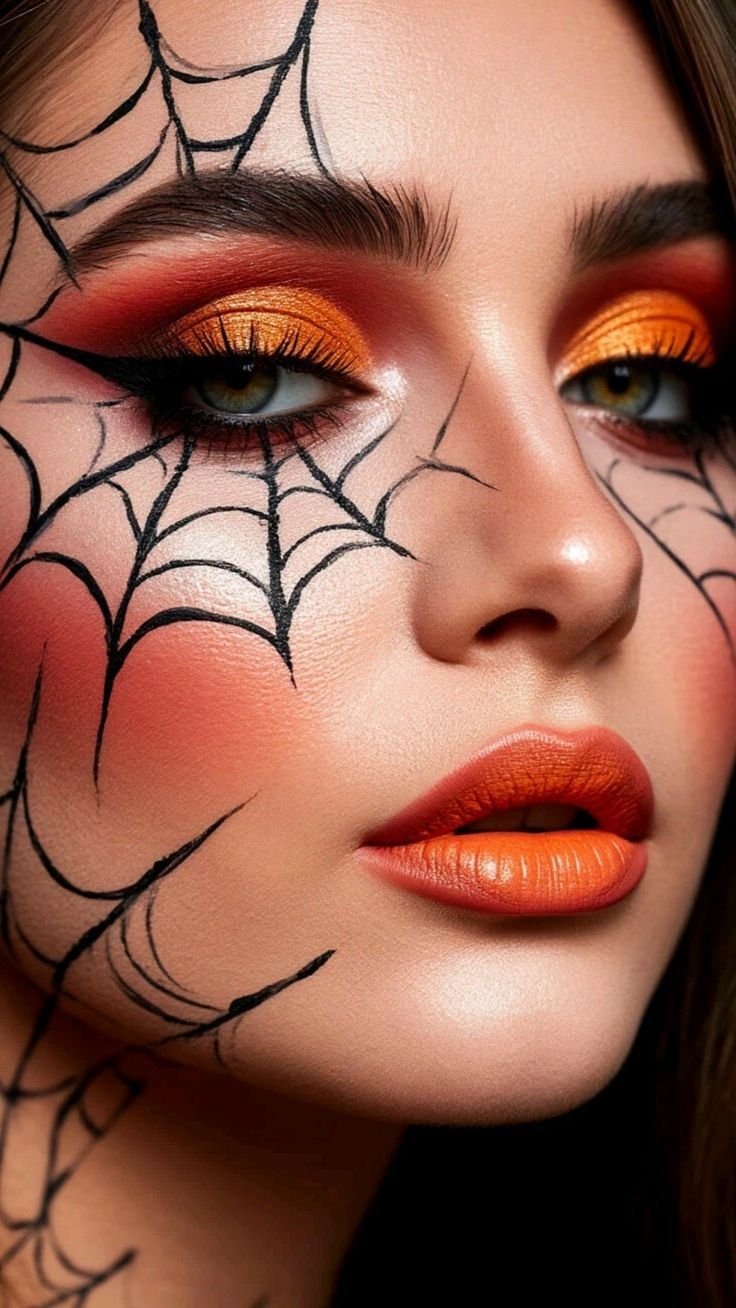 Futuristic neon glowing halloween makeup looks 2025 trends