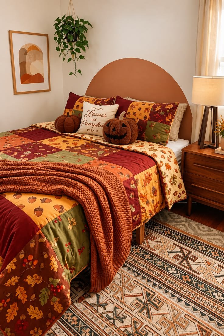 Minimalist beige and brown fall bedding combo focusing on subtle warmth and clean lines