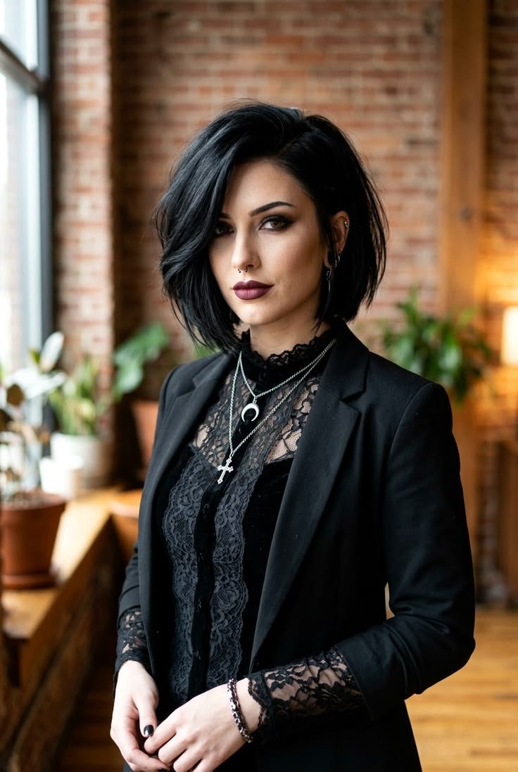 A dramatic vampire haircut with intense layering and volume, showcasing skilled cutting techniques.