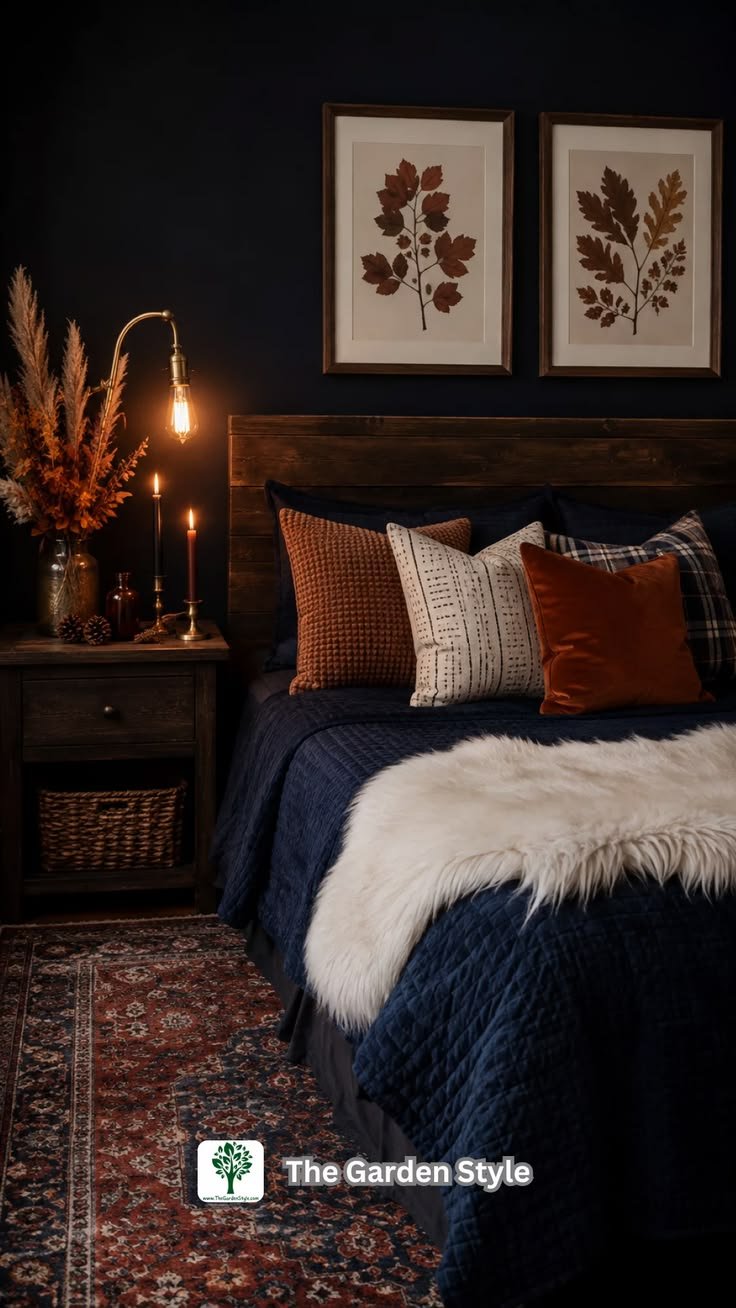 Vintage botanical print fall bedding combo featuring muted autumnal florals