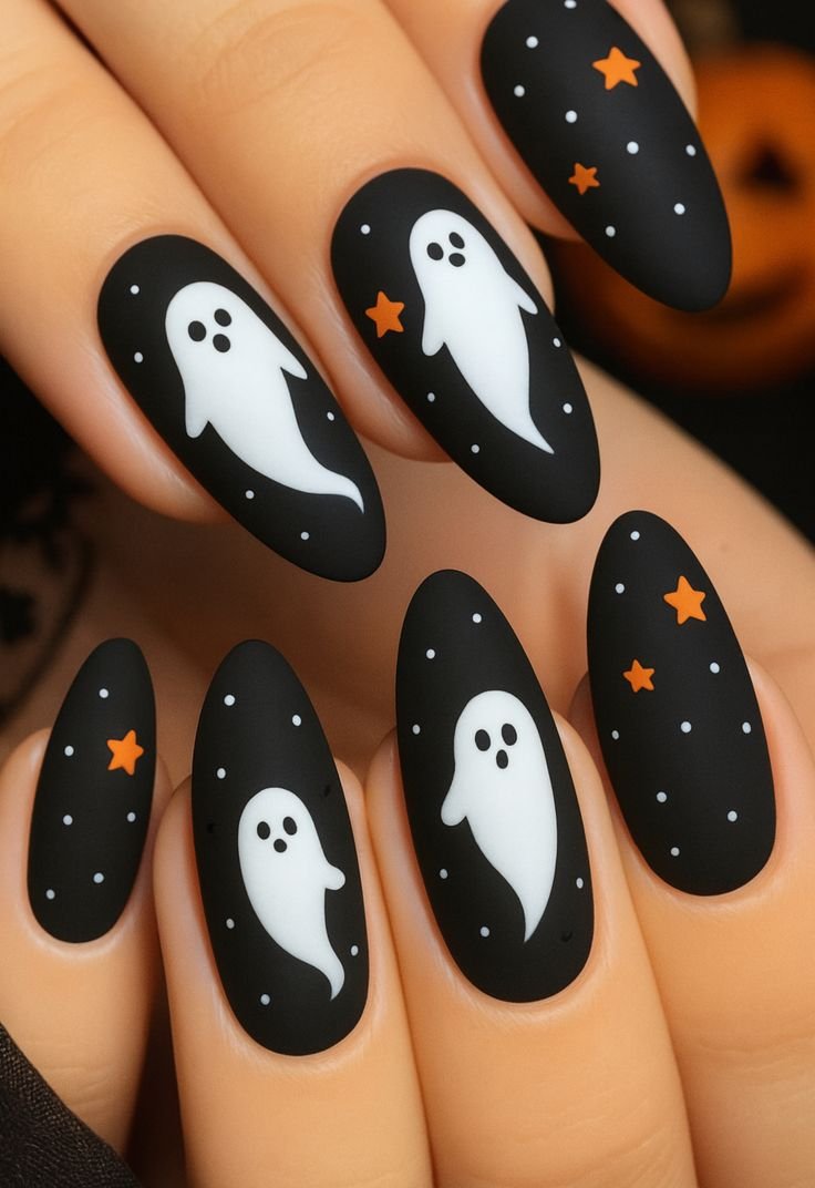 Deep burgundy and gold fleck Halloween nail designs