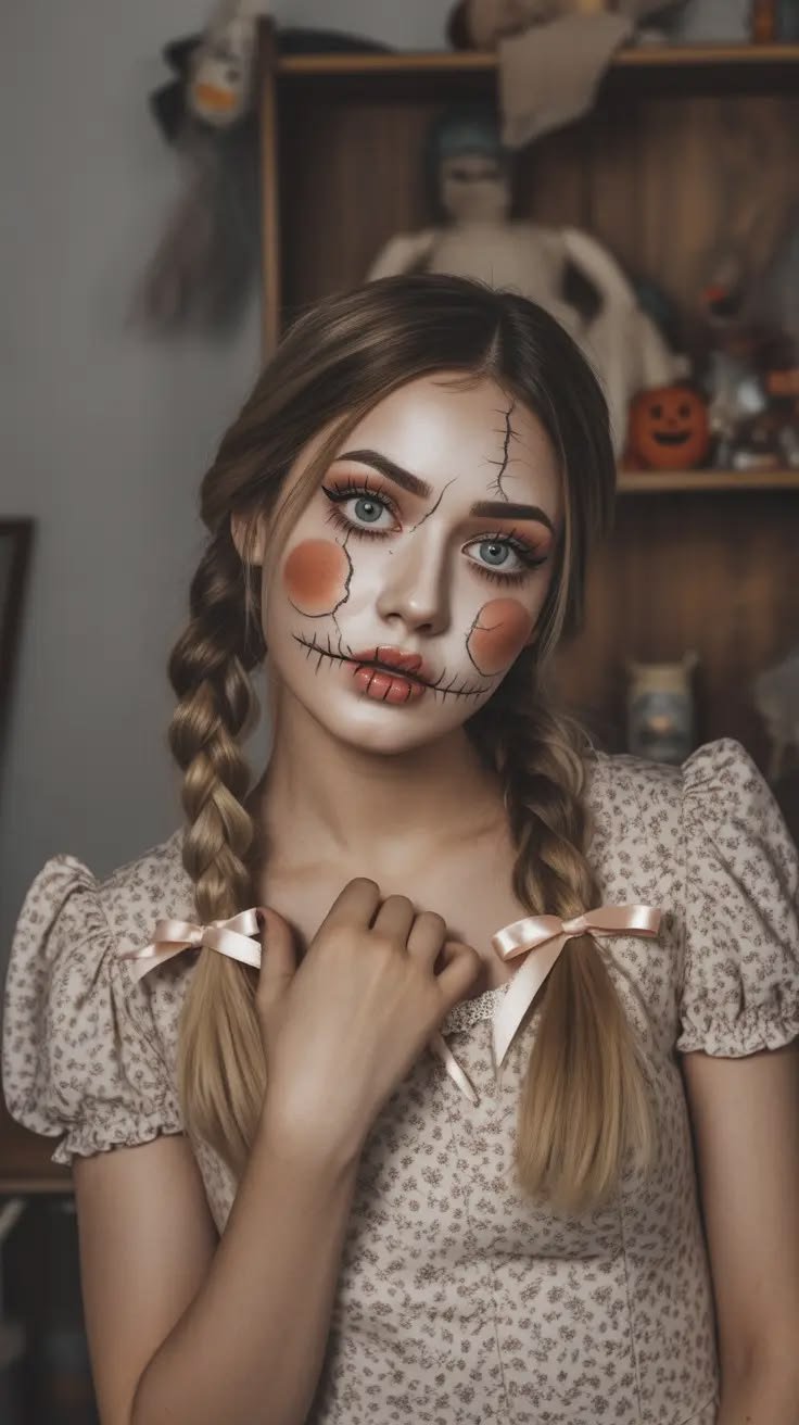 Black and white vintage flapper makeup imitating a 1920s film