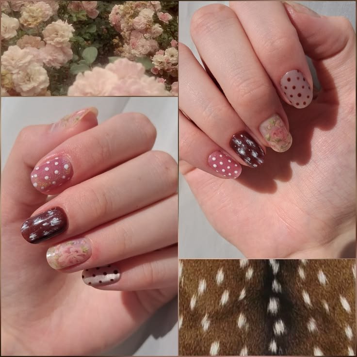 Winter holiday deer naihs featuring sparkling snowflake accents and snowy white tips