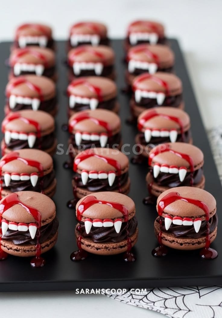 Elegant multi-tiered stand showcasing a dark halloween desserts aesthetic