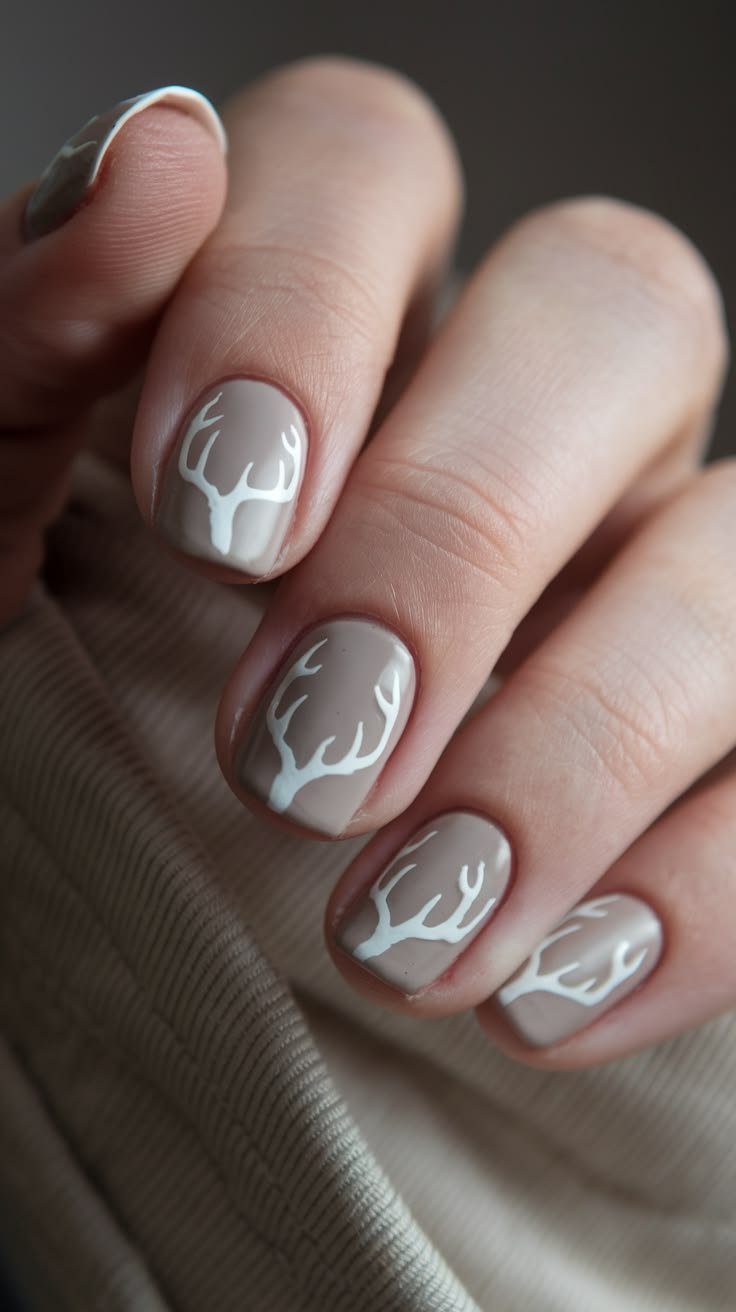 Close-up view of deer naihs featuring hand-painted fawn spots over warm chestnut base coat