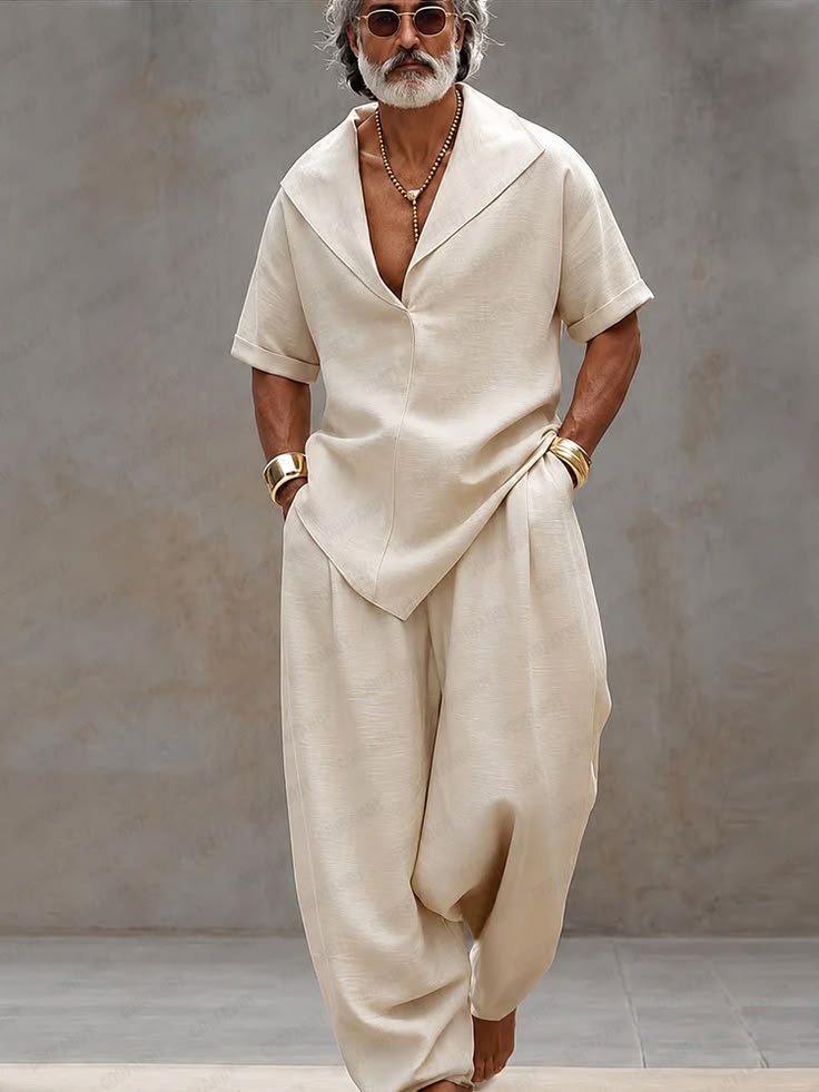 Comparison shot of a baggy suit outfit next to a traditional tailored suit