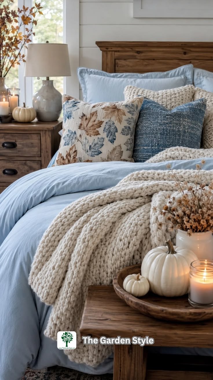 Pumpkin spice and cream ivory fall bedding combo representing the quintessential autumn look