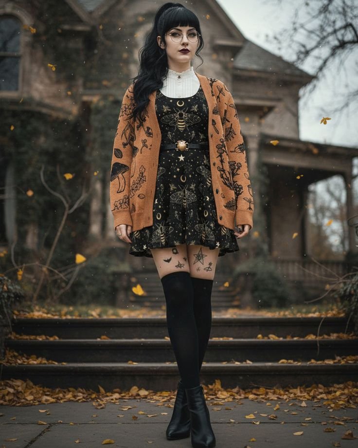 Footwear options for the witch outfits aesthetic including boots and flats