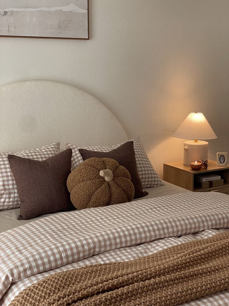 Muted plum and heather grey fall bedding combo offering sophisticated autumn hues