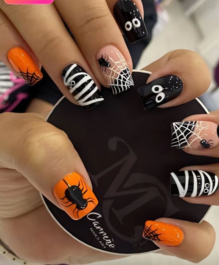 Gothic French manicure Halloween nail designs range