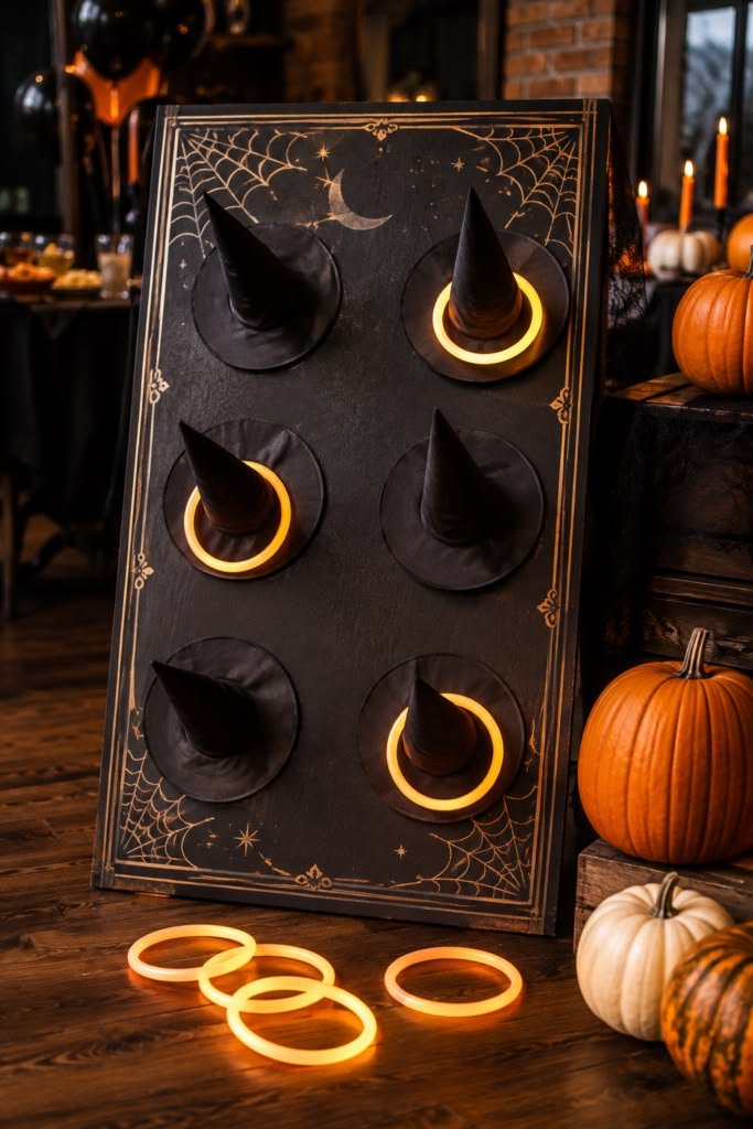 Halloween party backdrop ideas with haunted house and moon