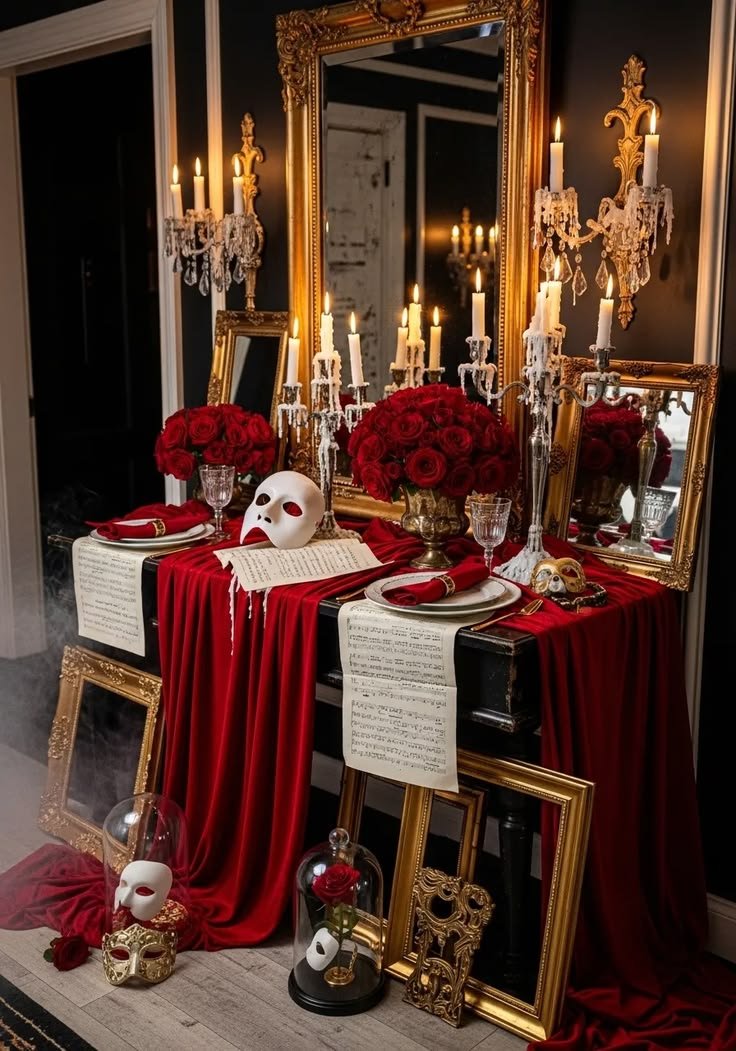 Masqurrade decor adapted for seasonal changes with fall foliage