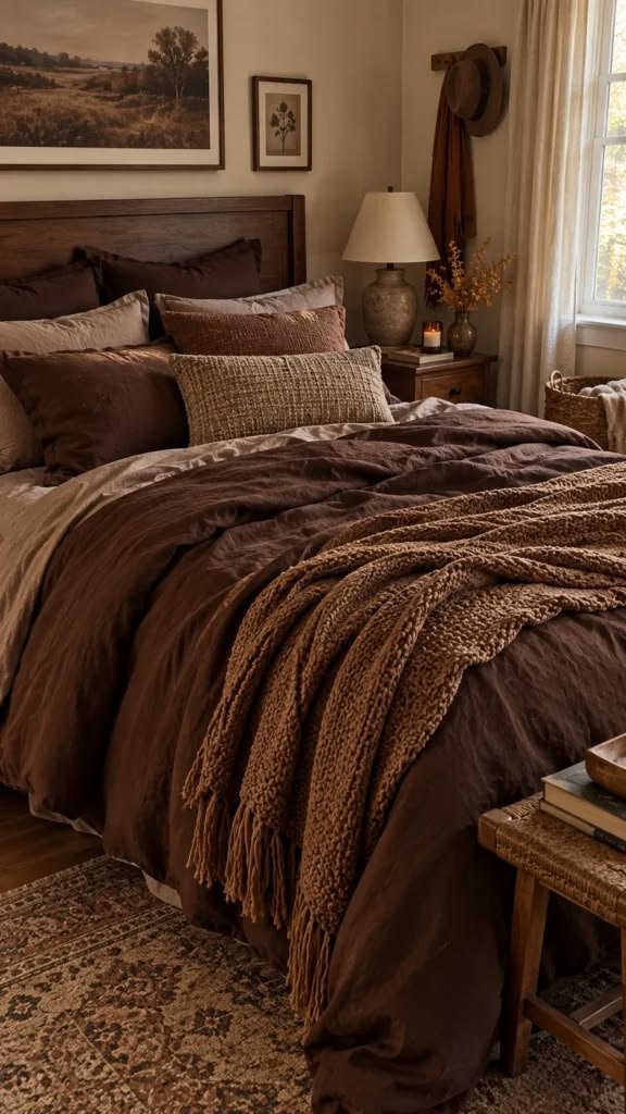 Burnt orange waffle weave fall bedding combo showcasing dimensional fabric texture