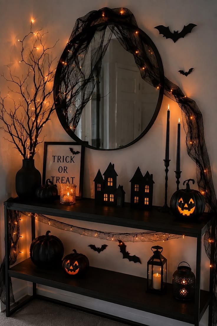 Outdoor Halloween decorations featuring a spooky graveyard tombstone setup