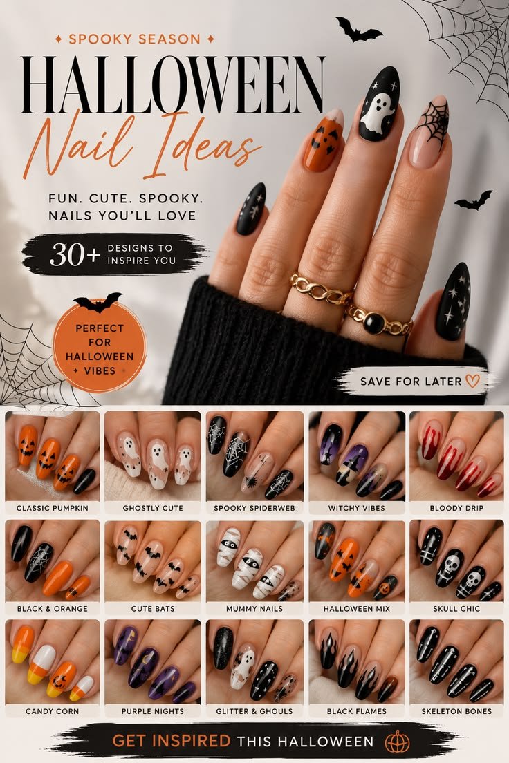 Gothic lace Halloween nail designs square