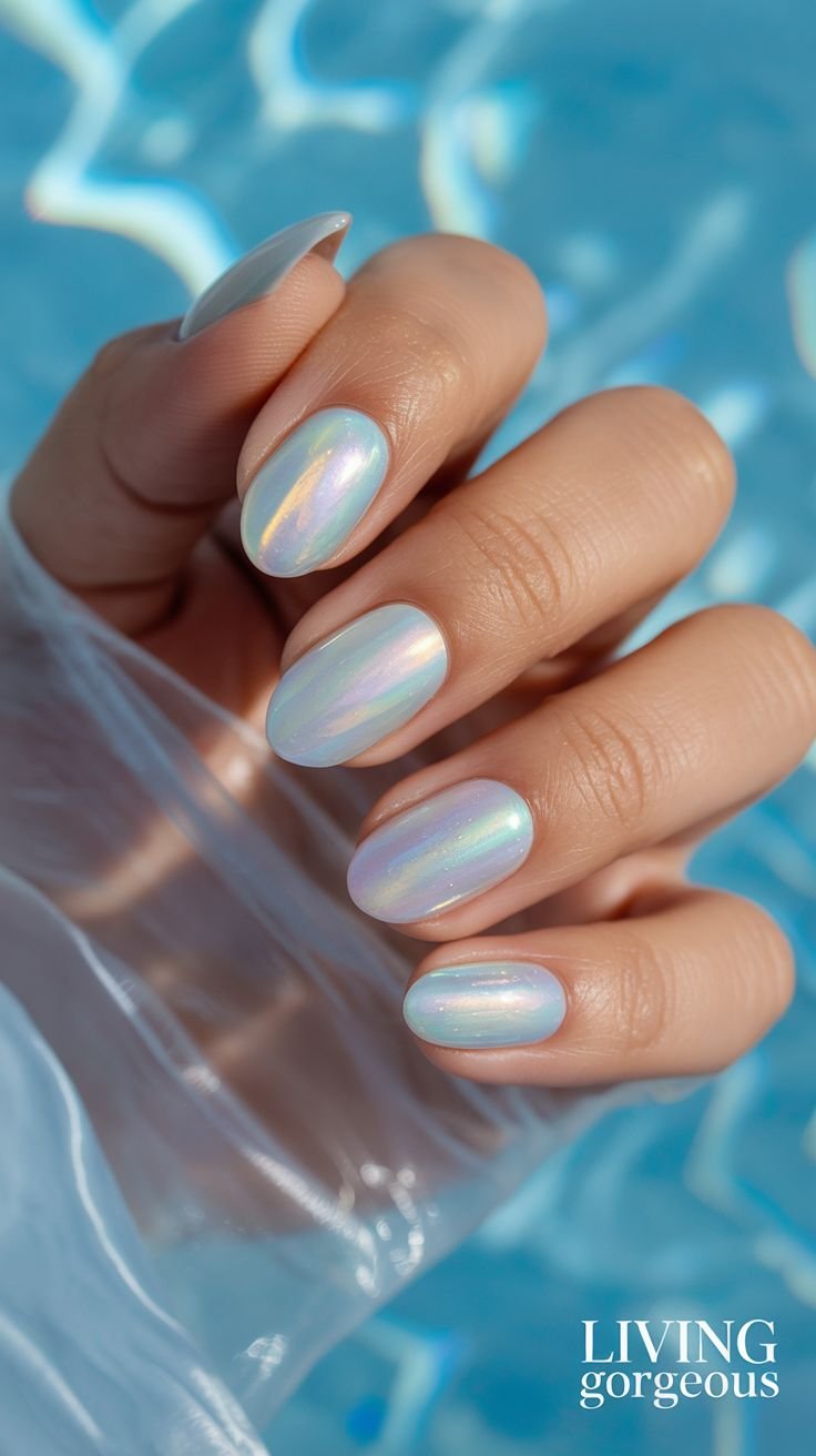 Professional nail polish bottles and tools for sea inspired nails