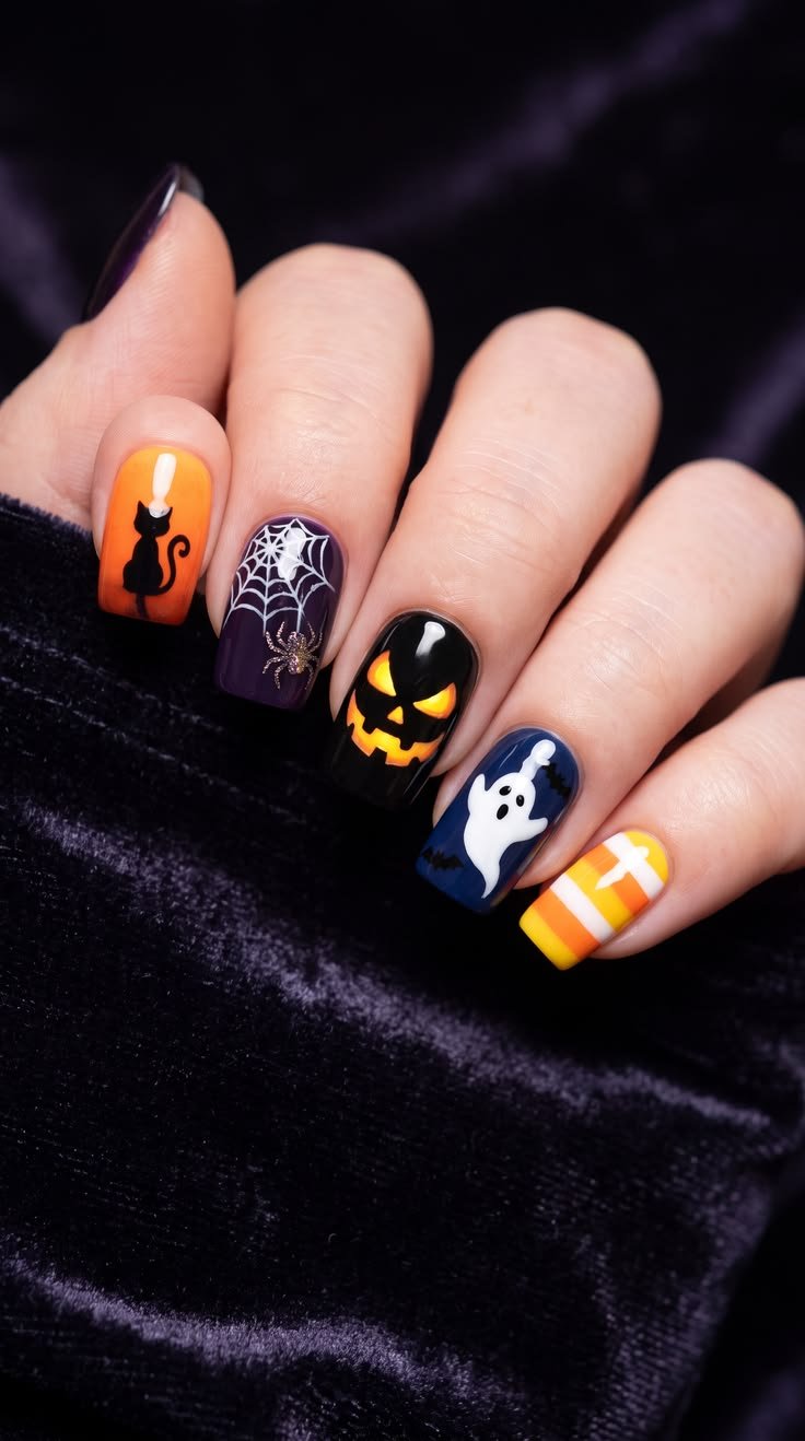Red velvet aura Halloween nail designs try