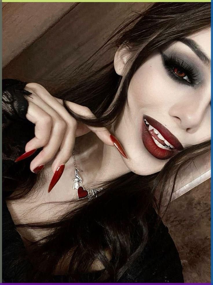 A close-up of a person with naturally striking features, emphasizing subtle enhancements for vampire beauty tips