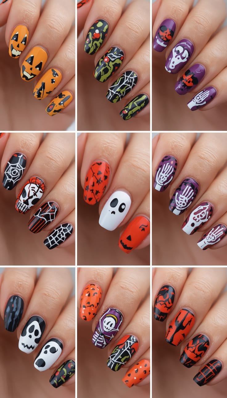 Minimalist bat silhouette Halloween nail designs featuring clean lines